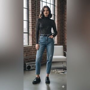 Once1Again 90s Sparkling Black&Silver Top